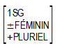 1SG +/- féminin +pluriel